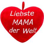 BRUBAKER Plüschkissen in Herzform - Liebste Mama der Welt - Rot 32 cm - Herzkissen Bestickt