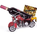 BRUBAKER Weinflaschenhalter »Motorrad mit Beiwagen Rot Flaschenhalter«, (inklusive Grußkarte), Weinhalter Metall Skulptur, Wein Geschenk, rot