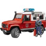 Bruder 02596 Land Rover Defender Station Wagon Feuerwehr Einsatzfahrzeug mit Feuerwehrmann 1:16