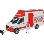 BRUDER MB Sprinter Ambulanz mit Fahrer und Light + Sound Modul Spielzeugauto, Rot/Weiß