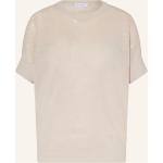 Reduzierte Cremefarbene BRUNELLO CUCINELLI T-Shirts mit Pailletten aus Leinen für Damen Größe L 