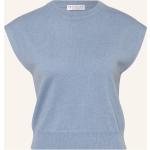 Reduzierte Blaue BRUNELLO CUCINELLI T-Shirts mit Glitzer aus Seide für Damen Größe M 