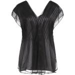 Reduzierte Graue Kurzärmelige BRUNELLO CUCINELLI V-Ausschnitt Festliche Blusen aus Seide für Damen Größe 3 XL für den für den Sommer 