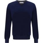 Reduzierte Blaue Langärmelige BRUNELLO CUCINELLI V-Ausschnitt Kaschmir-Pullover aus Wolle für Herren Größe XXL 