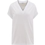 Reduzierte Weiße BRUNELLO CUCINELLI V-Ausschnitt T-Shirts aus Baumwolle für Damen Größe S 