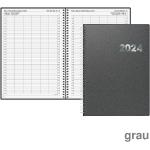 Brunnen Buchkalender 2024, Wire-O-Bindung grau 1 Seite = 1 Tag