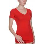 Rote Unifarbene Bruno Banani V-Ausschnitt T-Shirts für Damen Größe XS 