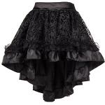 Schwarze Gothic Mini Asymmetrische Festliche Röcke aus Spitze für Damen Größe S 