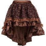 Braune Gothic Mini Asymmetrische Festliche Röcke aus Spitze für Damen Größe L 