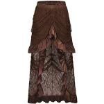 Braune Gothic Mini Asymmetrische Festliche Röcke aus Spitze für Damen Größe XXL 