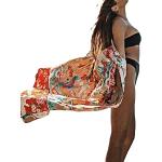 Bsubseach Damen Long Sleeve Open Front Beachwear Print Loose Swimsuit Cover Up Swimwear Kimono Cardigan