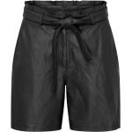 Schwarze Elegante High Waist Shorts mit Reißverschluss aus Lammleder für Damen Größe 3 XL 