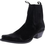 Schwarze Cowboy-Boots & Cowboystiefeletten in Normalweite aus Leder für Damen Größe 38 mit Absatzhöhe 3cm bis 5cm 