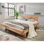 Bubema Massivholzbett Mondera, Balken-Bett mit Kopfteil, Holzfüße in Kufenform