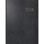 Buchkalender 2024, 2 Seiten = 1 Woche schwarz, Brunnen, 16.8x24 cm