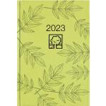 Buchkalender grün 2023 - Bürokalender 145x21 cm - 1 Tag auf 1 Seite - Kartoneinband Recyclingpapier - Stundeneinteilung 7 - 19 Uhr - 876-0713