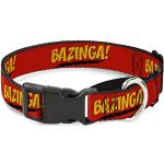 Buckle Down "Bazinga. Martingale Hundehalsband, 3,8 cm, Rot/goldfarben/Schwarz Wide-fits Neck-small 40–46 cm