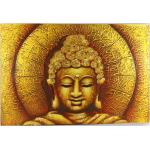Budawi® Buddha Wandbild Bild Leinwand 60 x 40 cm Kunstdruck Relief Fengshui