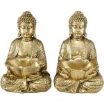 Goldene Moderne 30 cm Boltze Buddha-Gartenfiguren glänzend aus Kunstharz 2-teilig 
