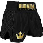 Buddha Fight Wear. Premium-Retro-Shorts, speziell für Kickboxen, Muay Thai, K1 oder jede Art von Kontaktsport, Schwarz , XXL
