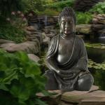Braune Moderne 50 cm Boltze Buddha-Gartenfiguren aus Kunstharz 