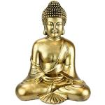 Goldene Asiatische 14 cm Buddha Figuren mit Ornament-Motiv aus Kunststein 