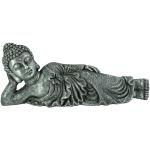 Reduzierte Silbergraue Asiatische 57 cm Buddha Figuren aus Kunststein 