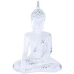 Weiße Asiatische 32 cm Mica Decorations Buddha Figuren aus Kunststein 