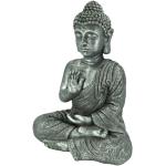 Reduzierte Silbergraue Asiatische Buddha Figuren mit Landschafts-Motiv aus Kunststein 