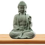 Asiatische 12 cm Buddha Figuren mit Ornament-Motiv aus Sandstein 