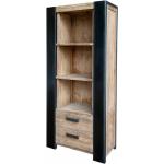 Braune Industrial Möbel Exclusive Rechteckige Bücherregale aus Massivholz mit Schublade Breite 50-100cm, Höhe 200-250cm, Tiefe 0-50cm 