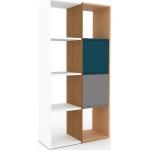 Bücherregal Blaugrün - Modernes Regal für Bücher: Türen in Grau - 79 x 157 x 35 cm, Individuell konfigurierbar