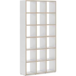 Bücherregal konfigurierbar BOON 3x6 110x218x33 cm weiß/eiche | Hier Regalsystem nach Maß individuell planen