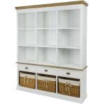 Weiße Doncosmo Rechteckige Bücherregale lackiert aus Massivholz mit Schublade Breite 150-200cm, Höhe 200-250cm, Tiefe 0-50cm 
