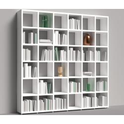 Bücherregal Regalsystem konfigurierbar 6x6 BOON - Modulare Bücherwand | 216x218x33 cm | weiß