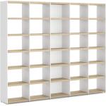 Bücherregal Regalsystem YOMO 5X6 280x225x35 cm eiche/weiß | Modulare Bücherwand in Weiß Holz selbst gestalten