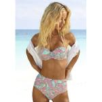 Mintgrüne VENICE BEACH Bandeau Bikinitops mit Meer-Motiv gepolstert für Damen Größe XS 