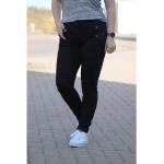 Schwarze Unifarbene Buena Vista Slim Fit Jeans mit Reißverschluss aus Twill für Damen Größe L 