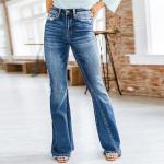 Blaue Bestickte Sexy Jeans mit Stickerei aus Denim für Damen Übergrößen für den für den Frühling 