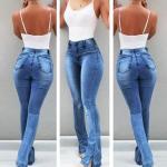 Hellblaue Sexy Ripped Jeans & Zerrissene Jeans mit Reißverschluss aus Denim für Damen Größe XXL 