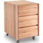 Braune Bürocontainer geölt aus Massivholz mit Schublade Breite 0-50cm, Höhe 50-100cm, Tiefe 0-50cm 