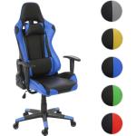 Bürostuhl HWC-D25, Schreibtischstuhl Gamingstuhl Chefsessel Bürosessel, 150kg belastbar Kunstleder ' schwarz/blau