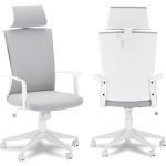 Weiße Bürostühle mit Kopfstütze aus Stoff mit verstellbarer Rückenlehne Breite 50-100cm, Höhe 100-150cm, Tiefe 50-100cm 