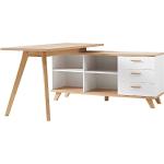 Weiße Skandinavische Möbel Exclusive Computerecktische aus Massivholz mit Schublade Breite 100-150cm, Höhe 50-100cm, Tiefe 100-150cm 