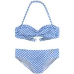 Hellblaue Karo Buffalo Bandeau Bikinis für Kinder für Mädchen Größe 170 