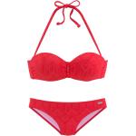 Rote Ethno Neckholder-Bikinis aus Polyamid mit Bügel für Damen Größe XS 
