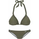 Olivgrüne Unifarbene Neckholder-Bikinis aus Polyamid ohne Bügel für Damen Größe M 