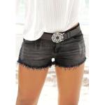 Schwarze Buffalo Nachhaltige Jeans Hotpants mit Fransen aus Baumwolle für Damen Größe XS 