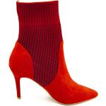 Reduzierte Rote Buffalo Pfennigabsatz High Heel Stiefeletten & High Heel Boots aus Veloursleder für Damen Größe 39 