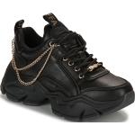Schwarze Buffalo Vegane Low Sneaker für Damen Größe 37 mit Absatzhöhe 5cm bis 7cm 